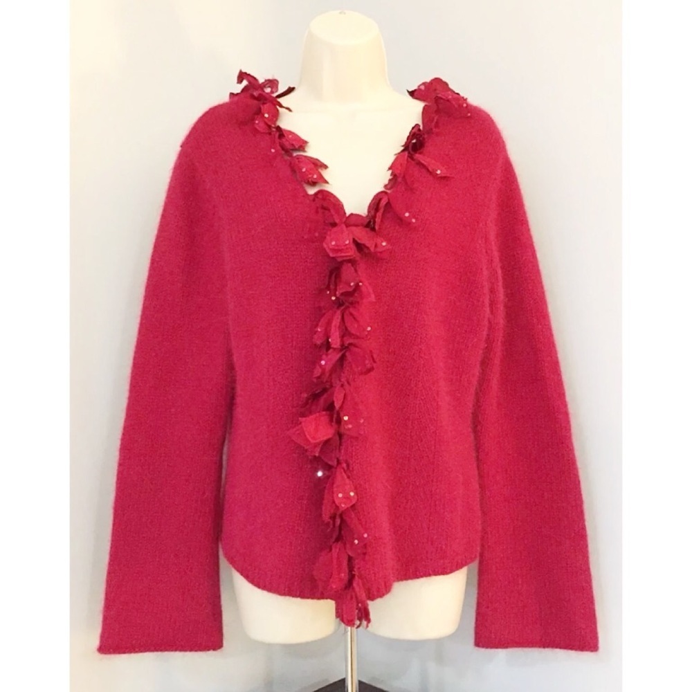 J.Jill Sz M Embellished Lambswool Angora Red CardI